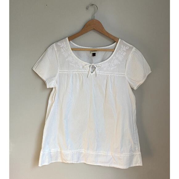 Sonoma Embroidered Cotton Cream Peasant Blouse Large Boho Coastal Cowgirl Dainty - Picture 1 of 6